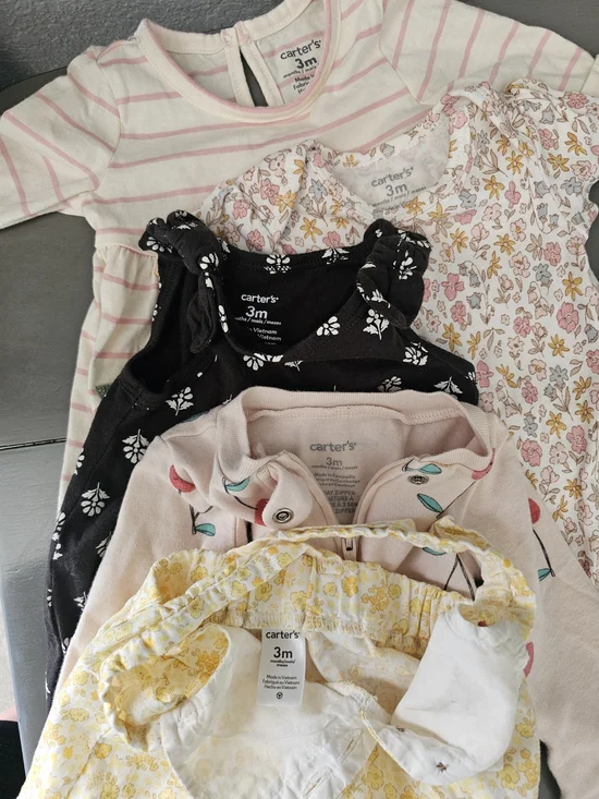 Baby Girl 0-3M Clothes Bundle | Carter’s, Honest & Cloud Island | 7 Pc - Picture 3 of 5